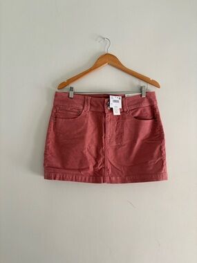 American Eagle Pink Corduroy Mini Skirt High Rise Stretch Size 14 NWT